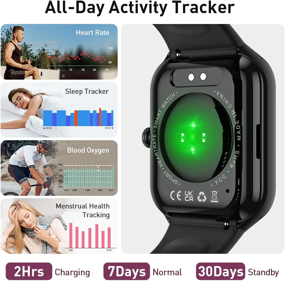 Smart Watch(Answer/Make Call), 2025 New Smartwatch for Men Women, 1.96" HD Fitness Watch with 110+ Sport Modes, Heart Rate, Sleep Monitor, Pedometer, IP68 Waterproof Activity Tracker for Android iOS - Image 4