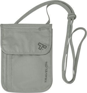 Rfid Blocking Undergarment Neck Pouch Travel Wallet, Gray, One Size